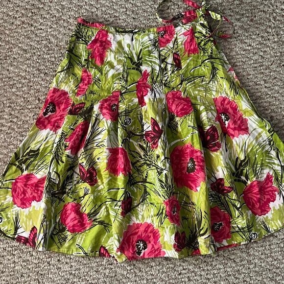 Talbots size 2P green and pink women’s a line skirt - Picture 1 of 5